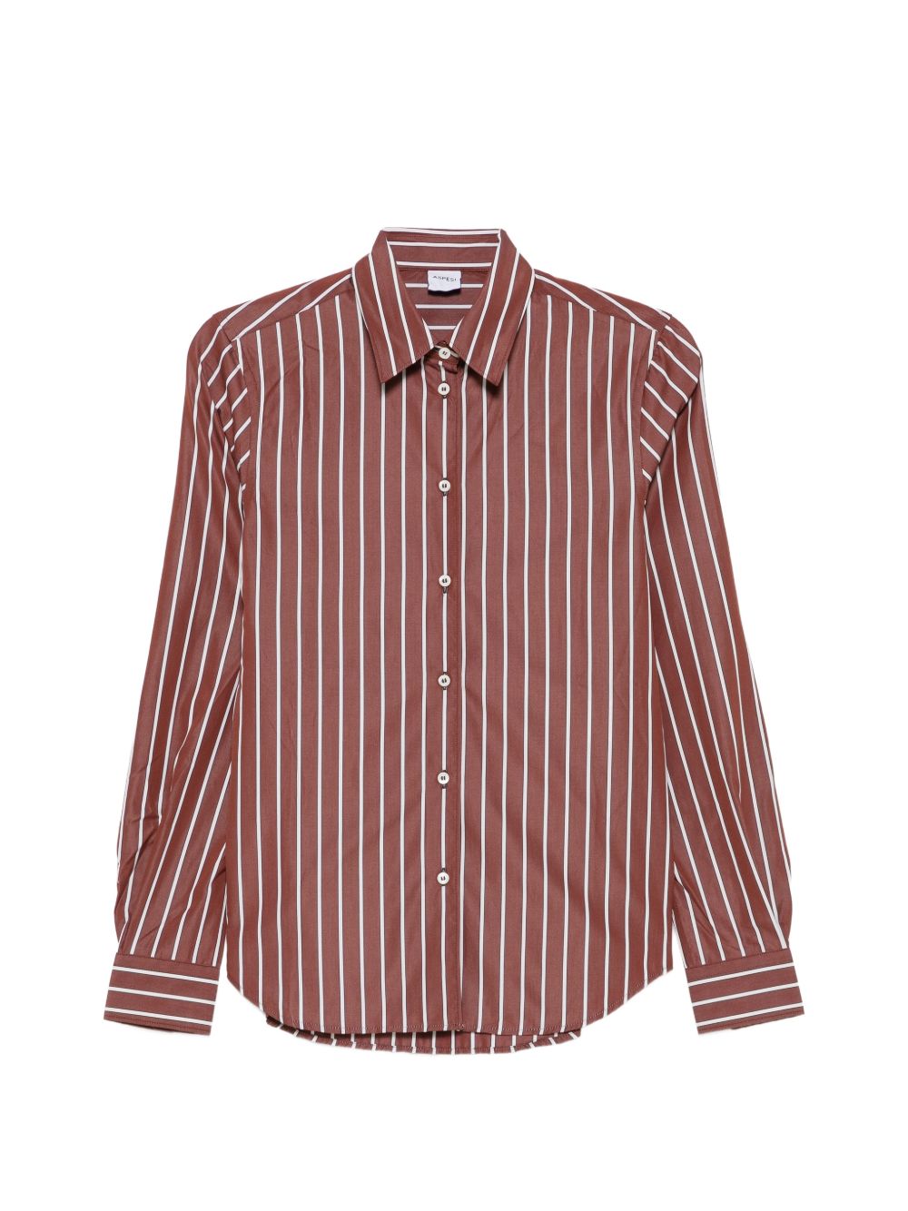 ASPESI Camicia marrone a righe bianche in cotone 