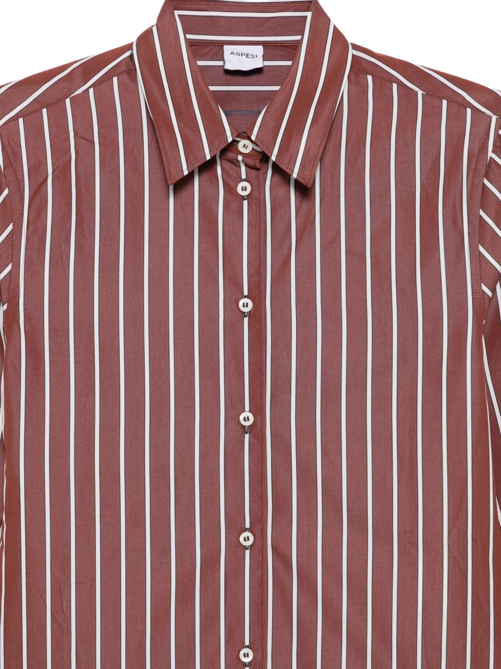 ASPESI Camicia marrone a righe bianche in cotone 