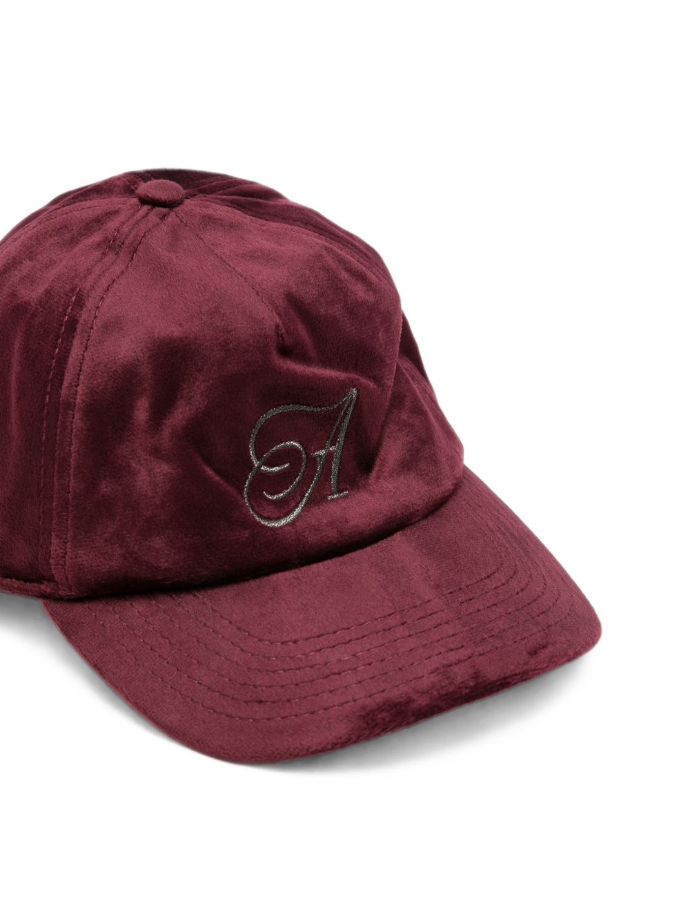 AUTRY Cappello da baseball rosso velluto con logo ricamato 