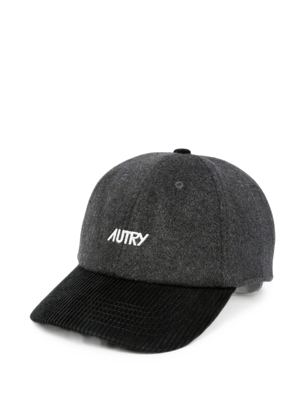 AUTRY Cappello da baseball in feltro e velluto a coste grigio e nero 