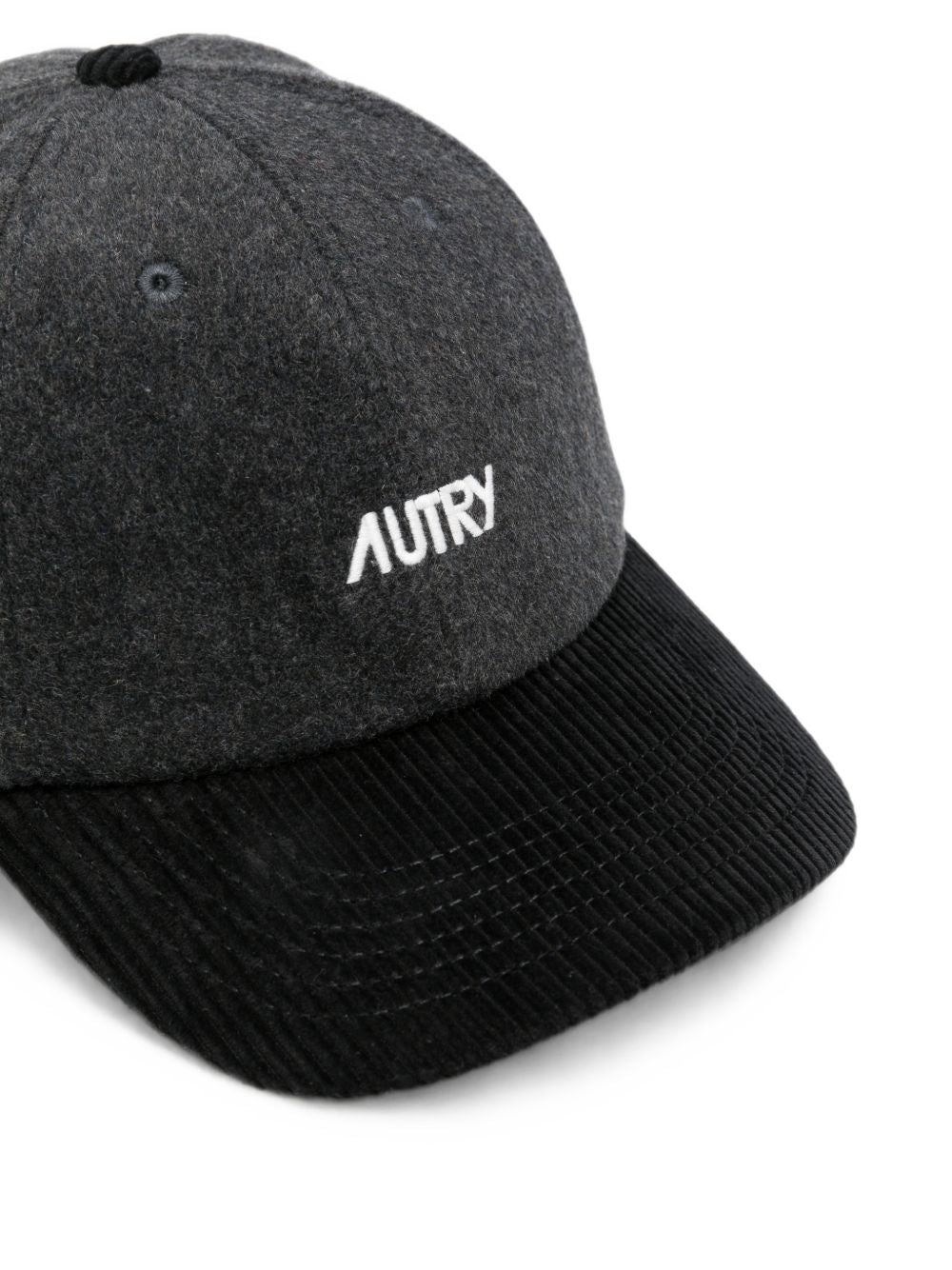 AUTRY Cappello da baseball in feltro e velluto a coste grigio e nero 