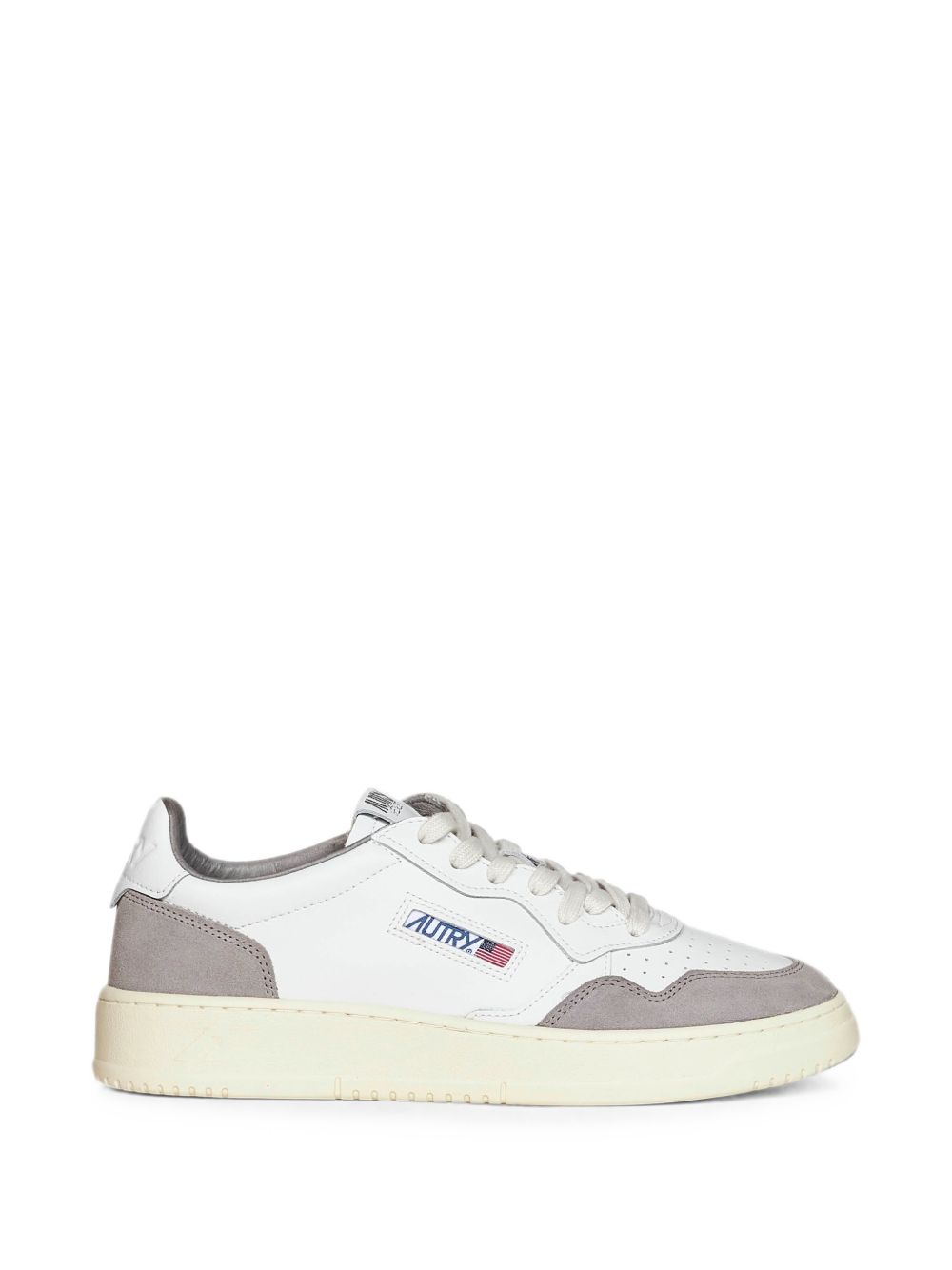 AUTRY Sneakers Medalist in pelle bianca con inserti in suede grigio 