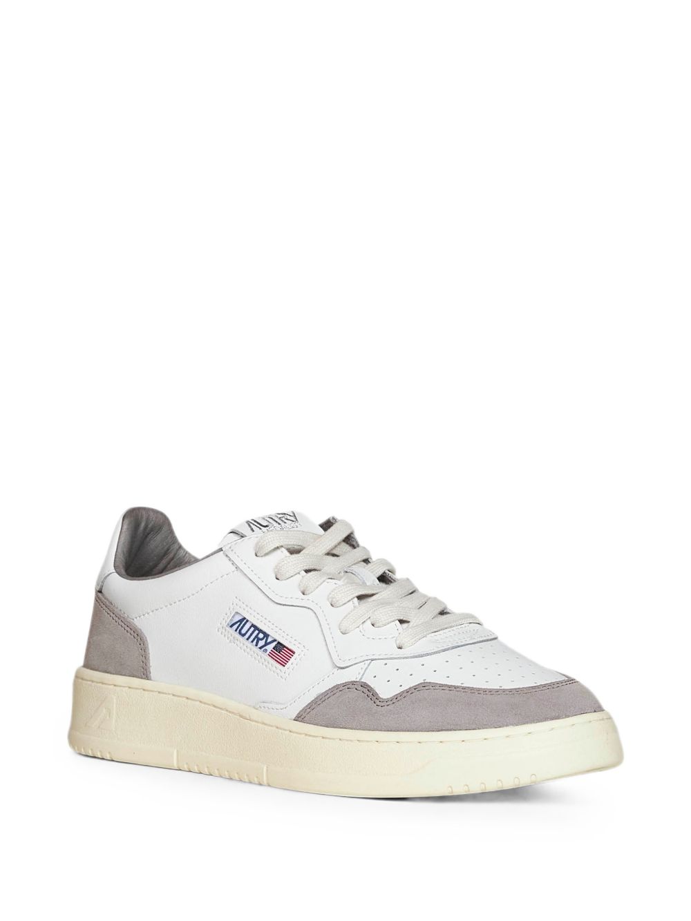 AUTRY Sneakers Medalist in pelle bianca con inserti in suede grigio 