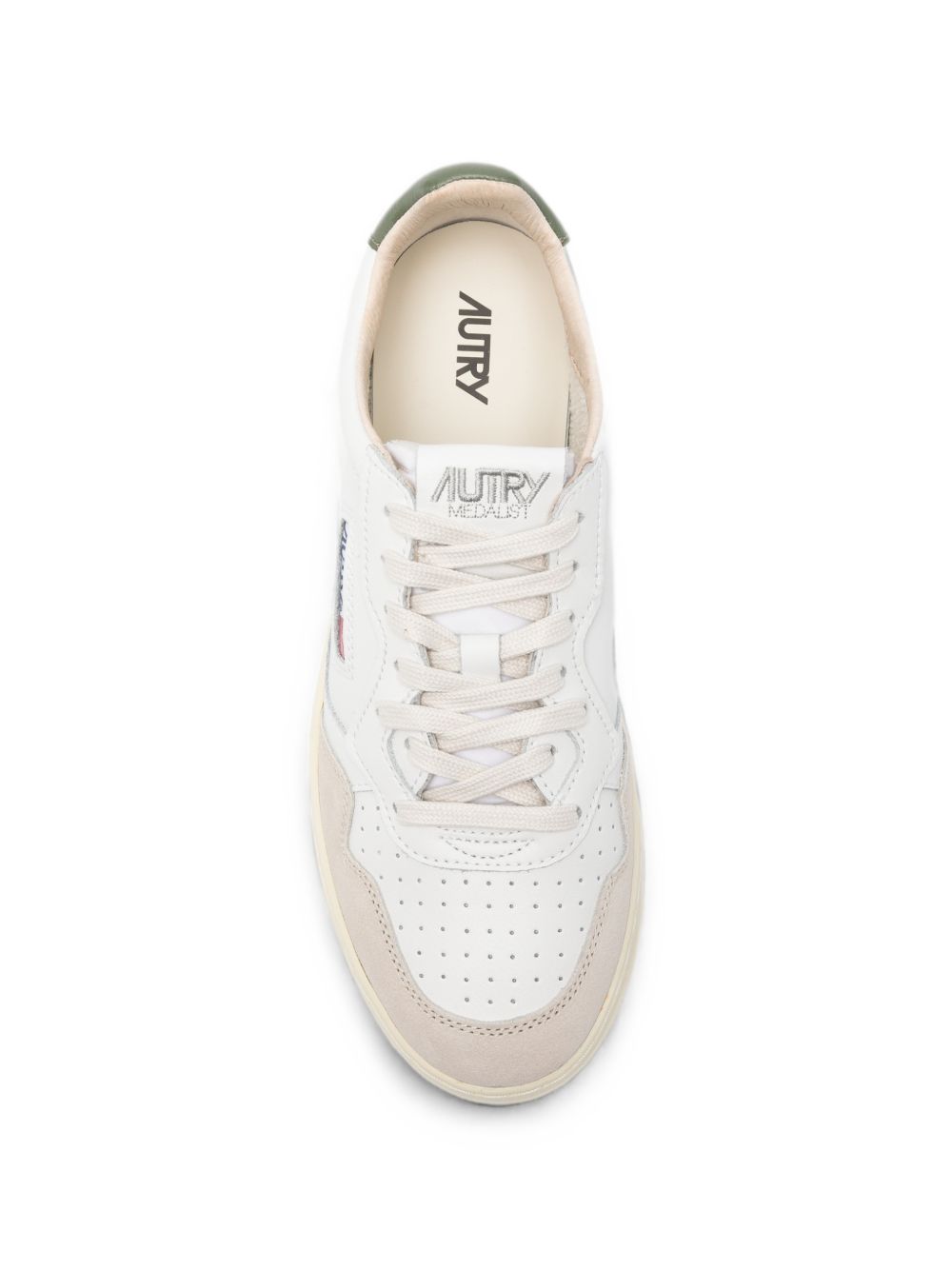 AUTRY Sneakers Medalist in pelle bianca con dettaglio verde 