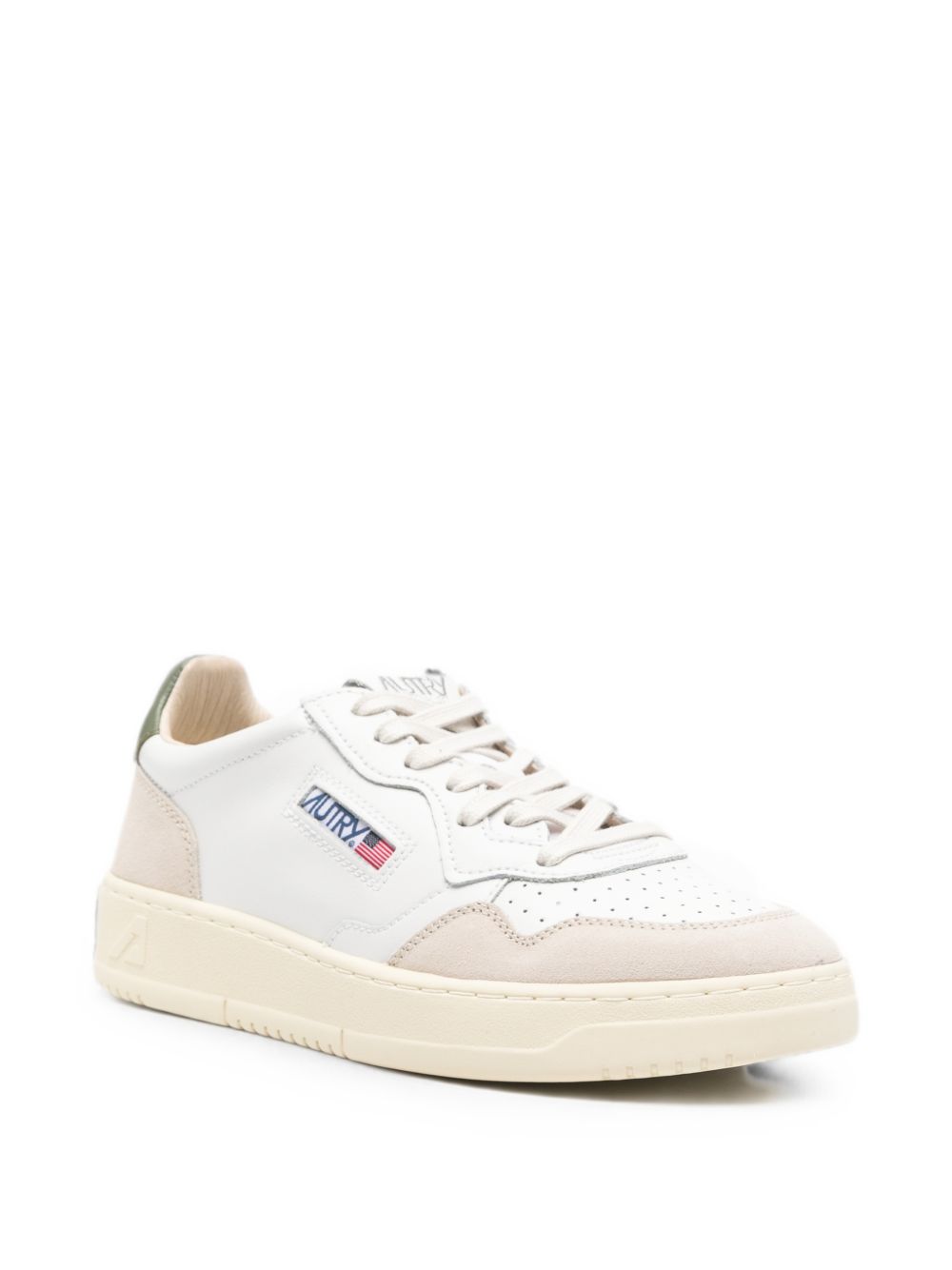 AUTRY Sneakers Medalist in pelle bianca con dettaglio verde 