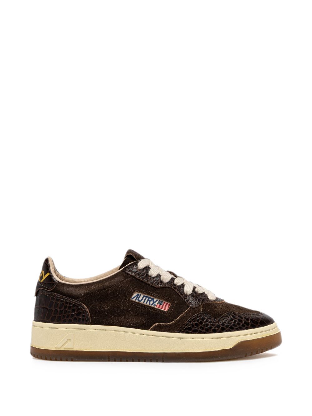 AUTRY Sneakers Medalist Low in pelle marrone dallo stile tennis vintage 