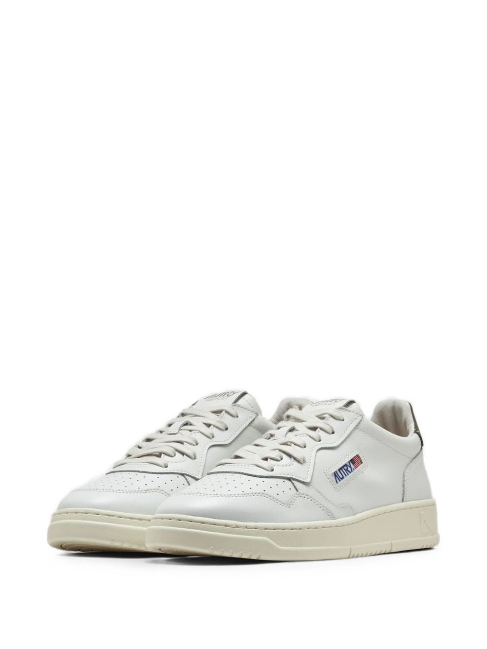 AUTRY Sneakers Medalist in pelle bianca con dettaglio marrone 
