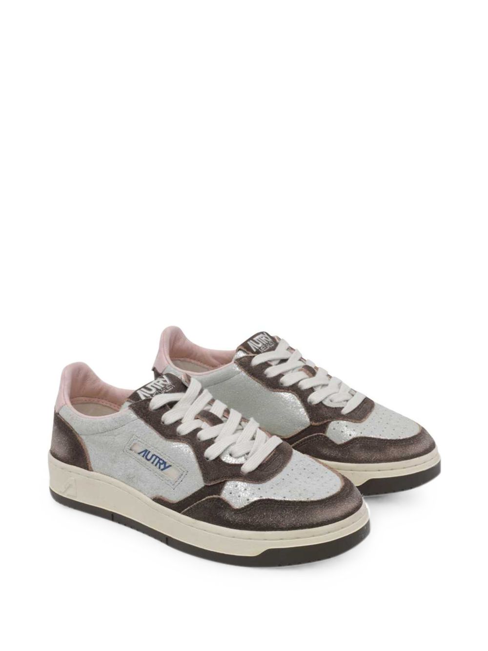 AUTRY Sneakers Medalist argento e marrone effetto vintage 