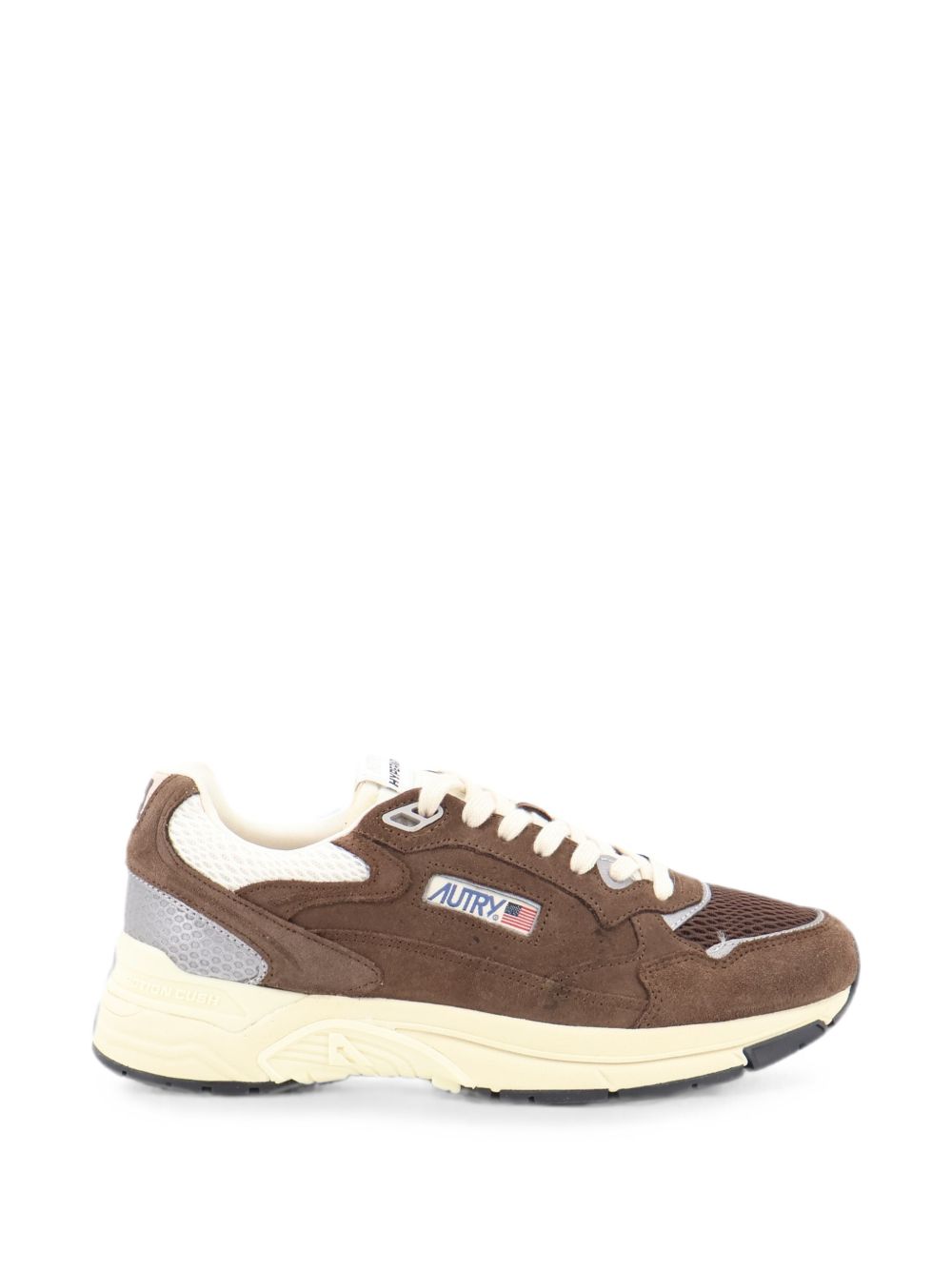 AUTRY Sneakers Hyperway in mesh e suede marrone e argento 