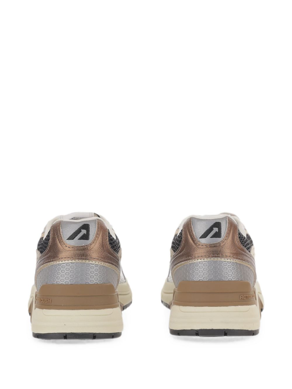 AUTRY Sneakers Hyperway in pelle e mesh argento, nero e marrone 