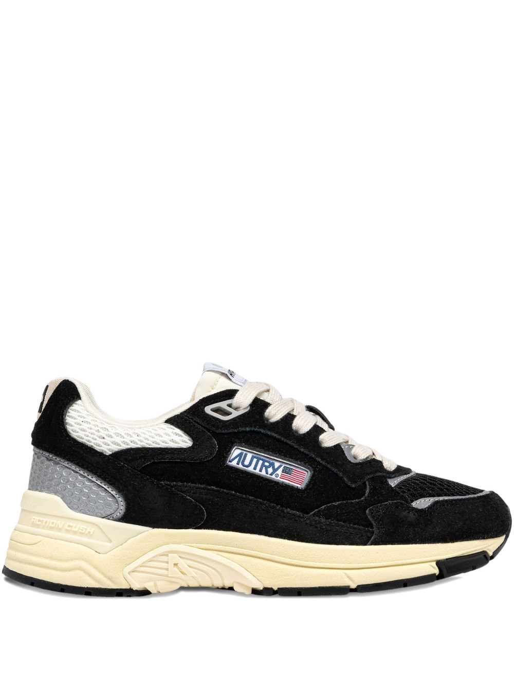 AUTRY Sneakers Hyperway in mesh e suede nero e argento 