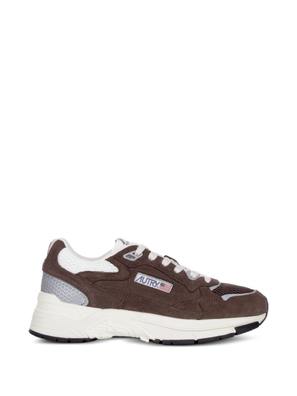 AUTRY Sneakers Hyperway in suede e mesh marrone e argento 