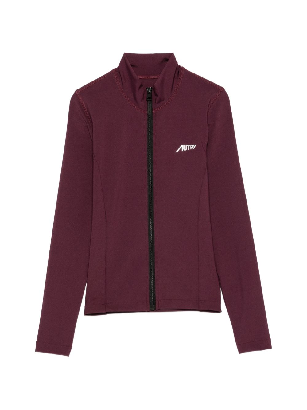 AUTRY Felpa bordeaux con zip e logo sul petto 