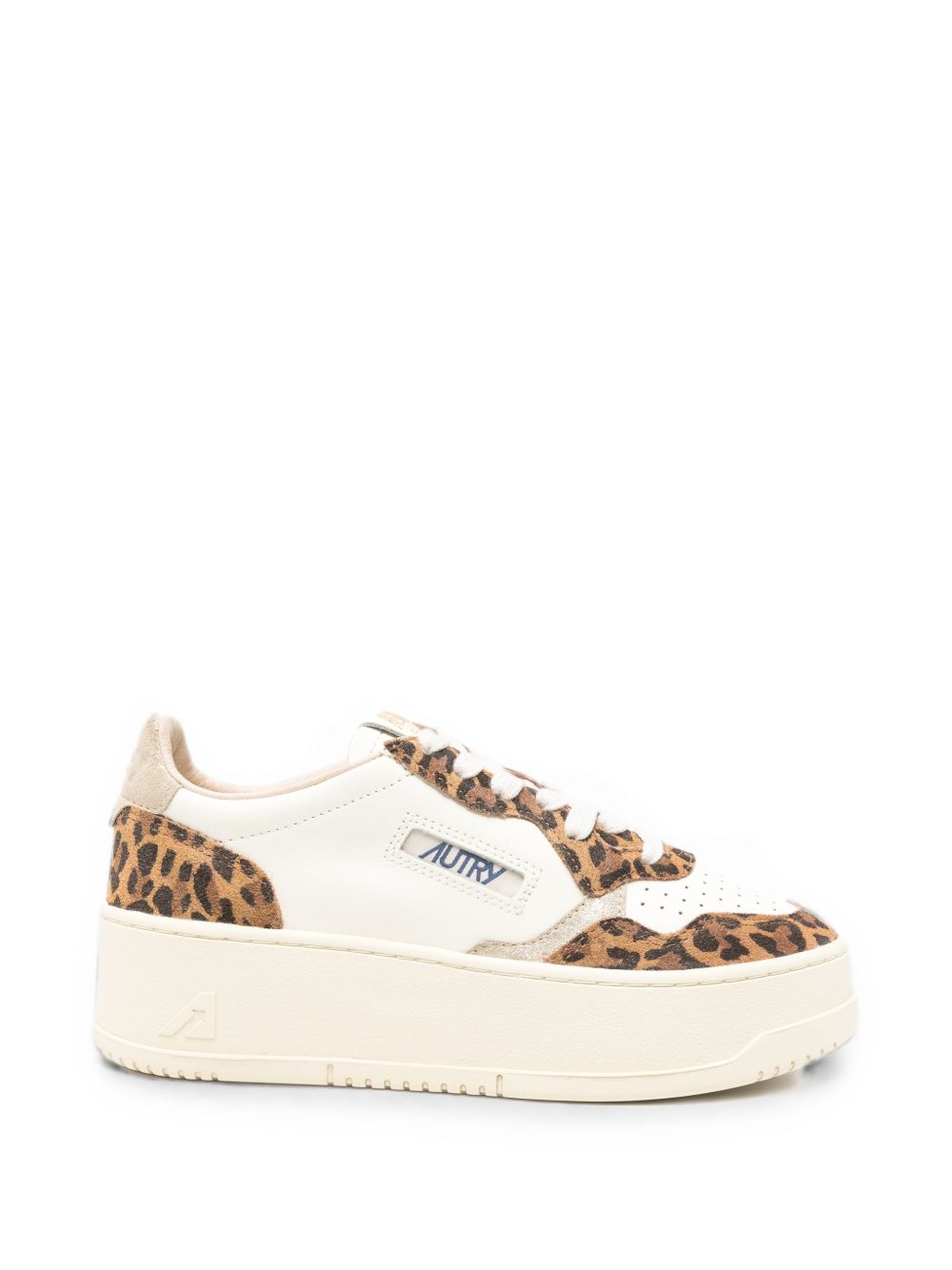 AUTRY Sneakers bianche Medalist con stampa leopardata e suola platform 