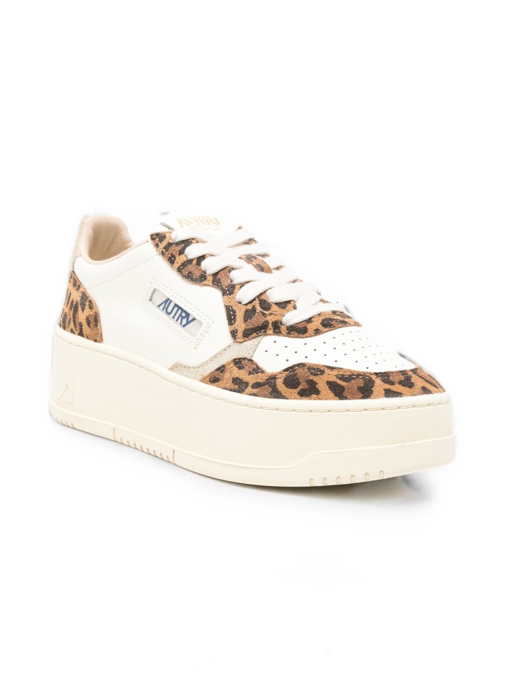 AUTRY Sneakers bianche Medalist con stampa leopardata e suola platform 