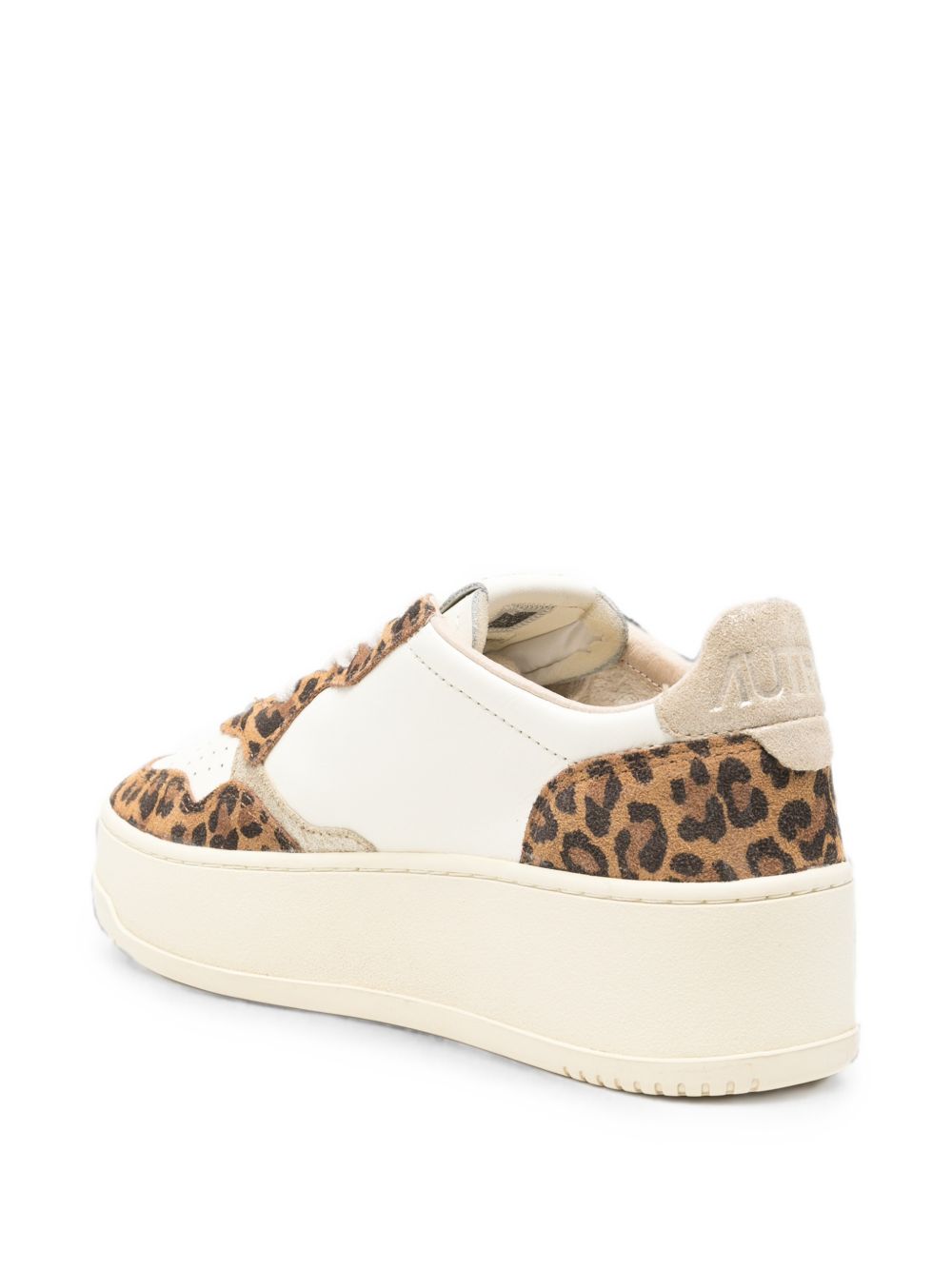 AUTRY Sneakers bianche Medalist con stampa leopardata e suola platform 