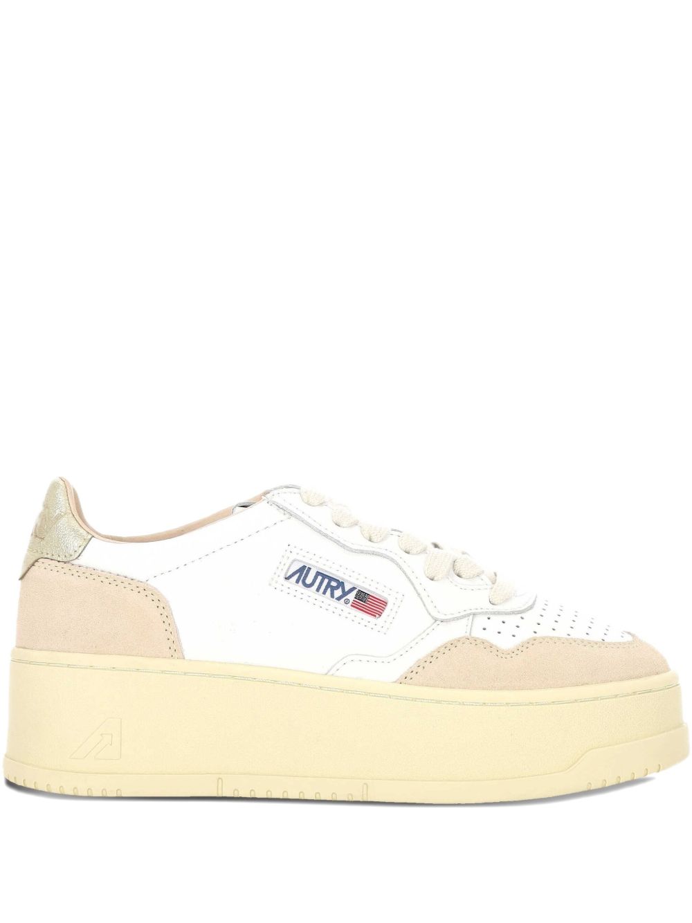 AUTRY Sneaker Medalist Autry in pelle bianca e cipria con suola platform 