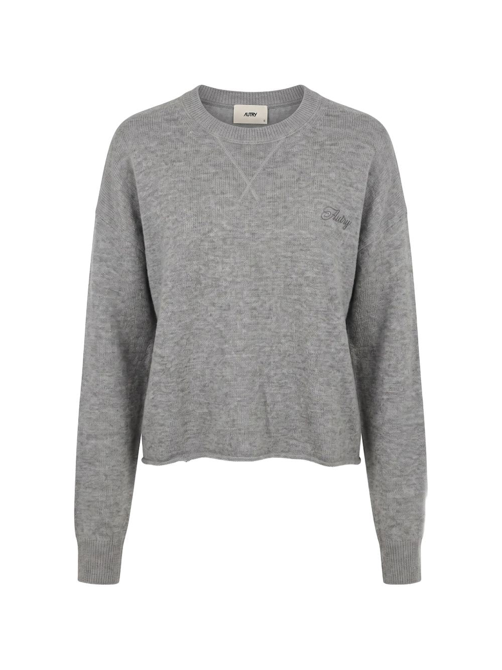 AUTRY Maglia grigio chiaro in lana e cashmere con logo 