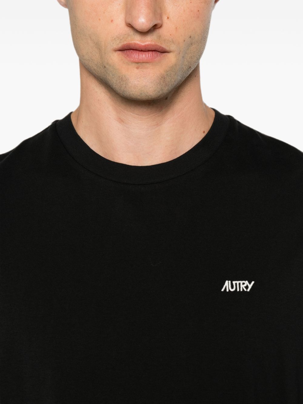 AUTRY T-shirt nera in cotone a maniche corte con logo 