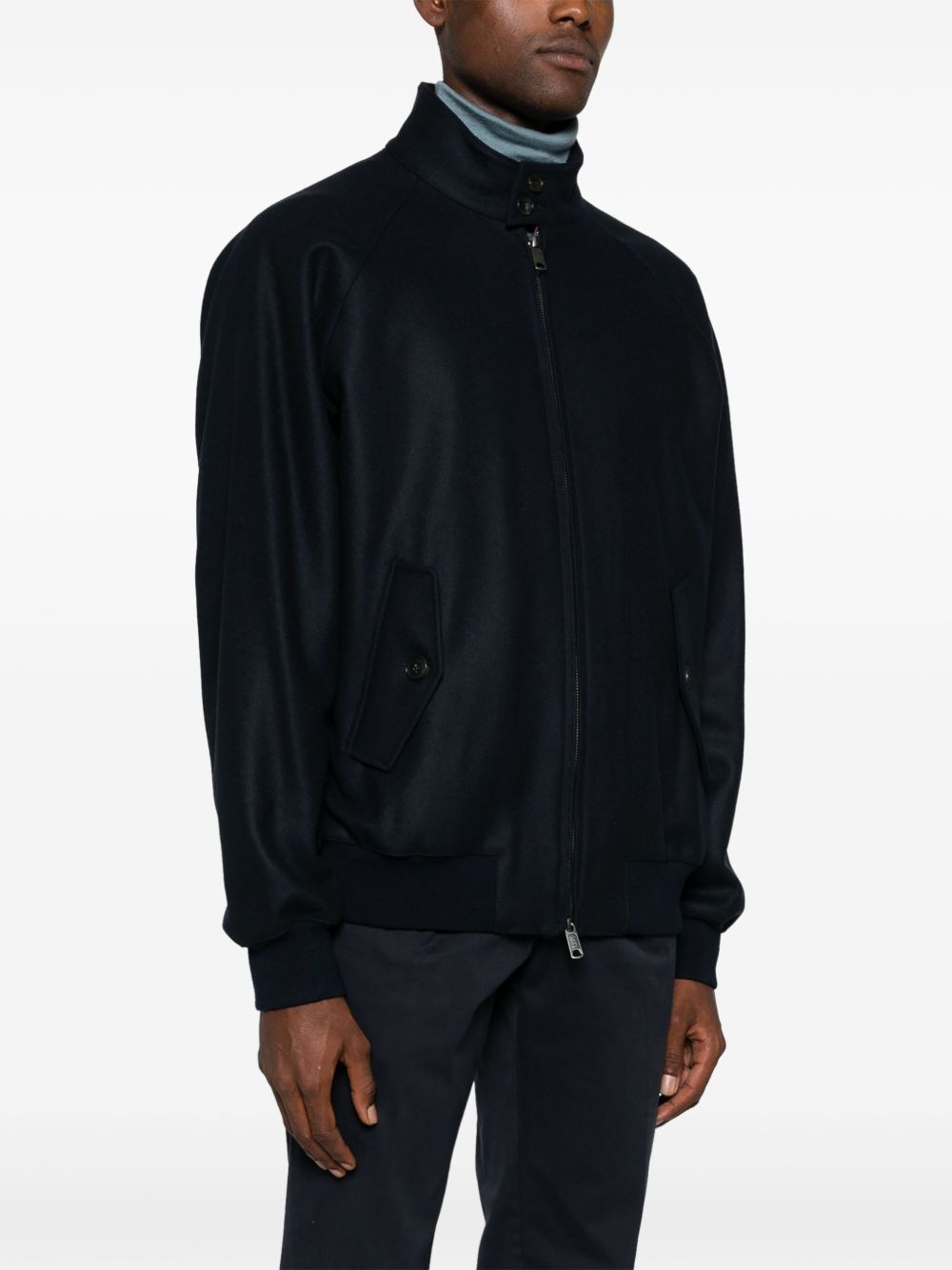 BARACUTA Giacca Melton Blu in Lana e Cashmere 