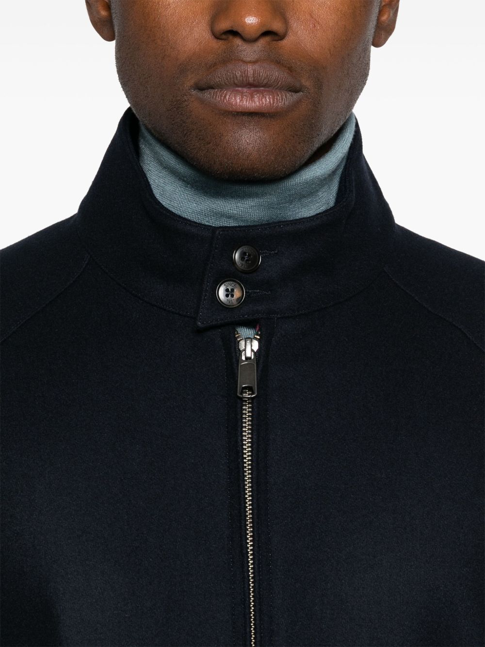 BARACUTA Giacca Melton Blu in Lana e Cashmere 