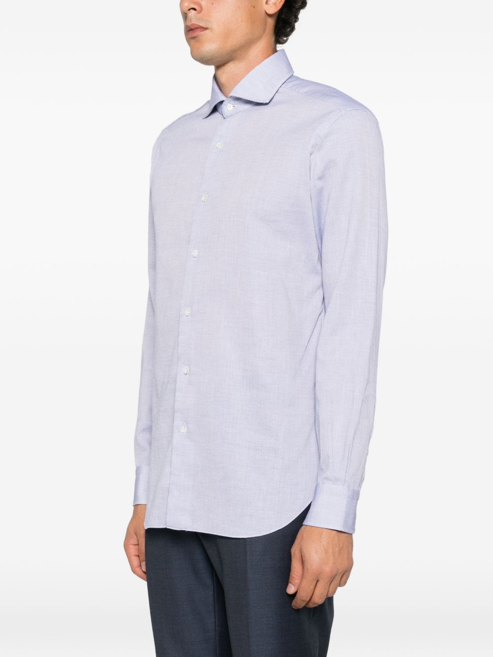 BARBA Camicia in cotone azzurro a maniche lunghe 