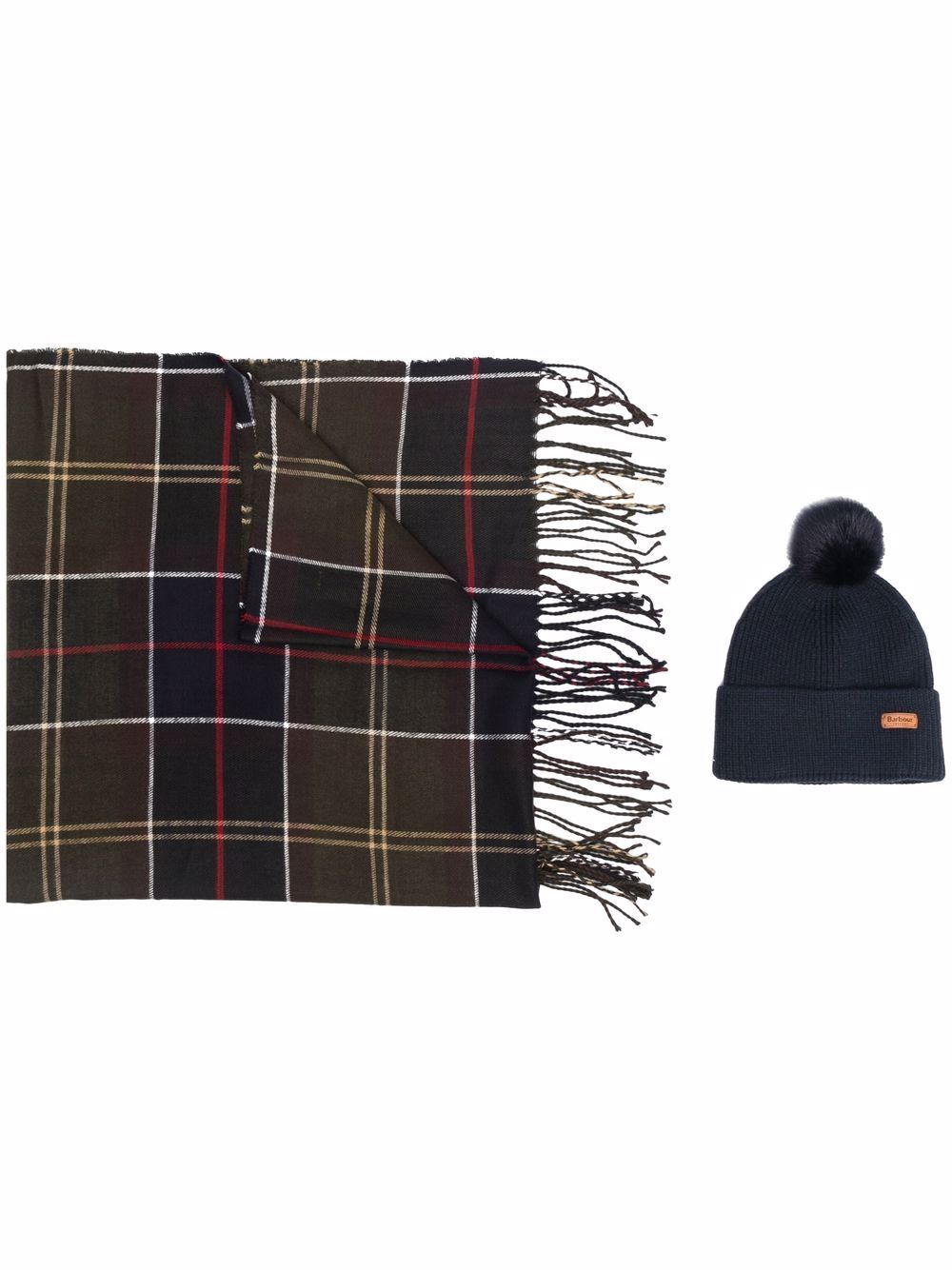 BARBOUR Set regalo berretto Dover e sciarpa Hailes in tartan 