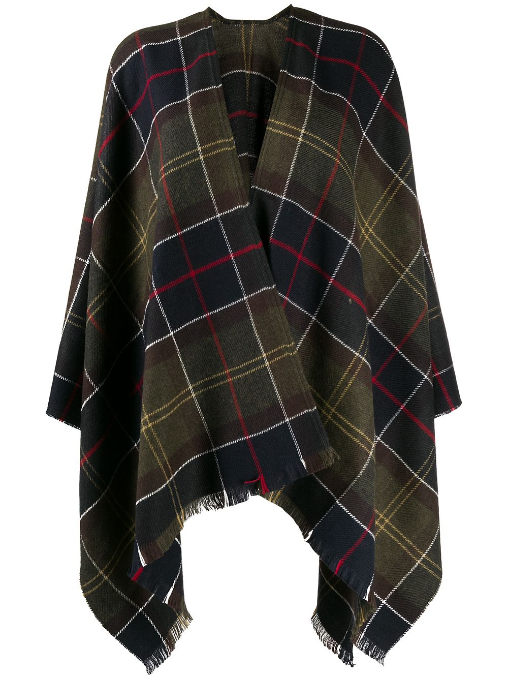 BARBOUR Scialle Staffin Serape in tartan oversize con nappe 