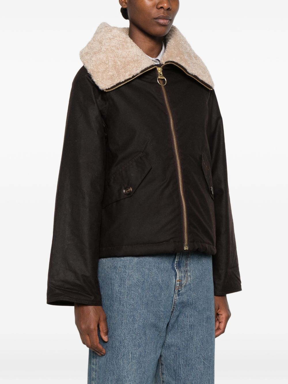 BARBOUR Giacca cerata Mary con collo in ecopelliccia 