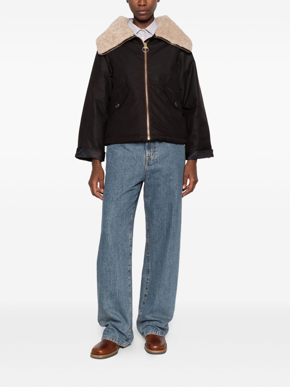 BARBOUR Giacca cerata Mary con collo in ecopelliccia 