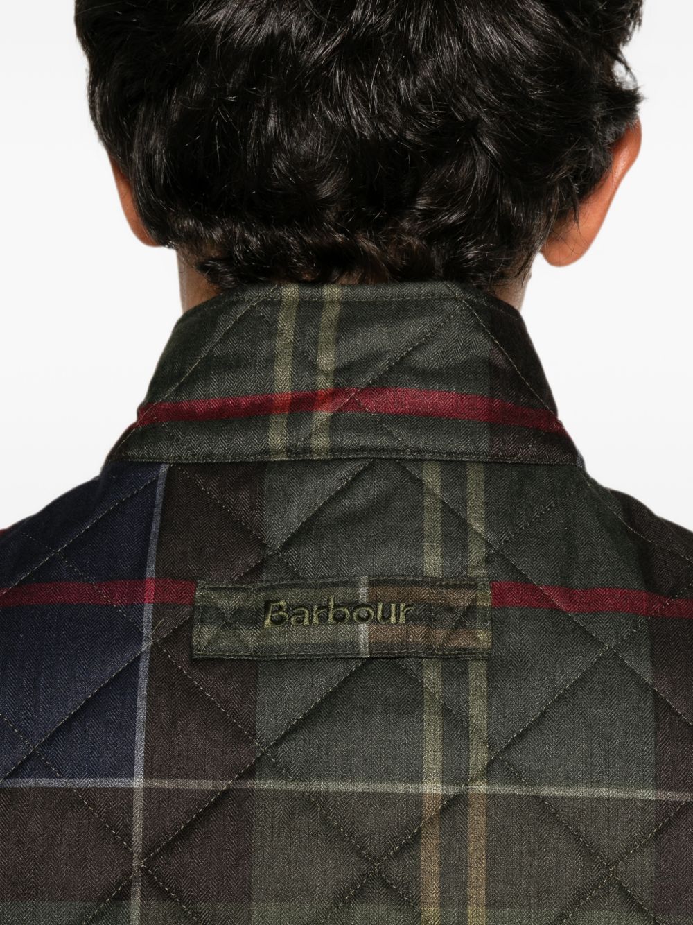 BARBOUR Gilet Lowerdale Icons Tartan verde trapuntato 
