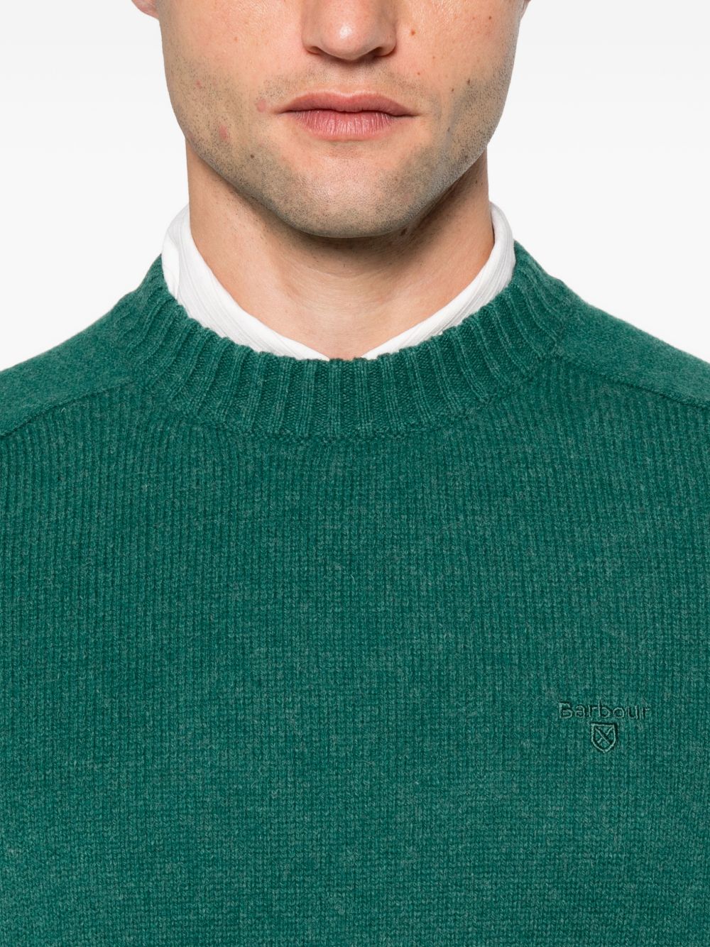 BARBOUR Maglia girocollo verde in lana 