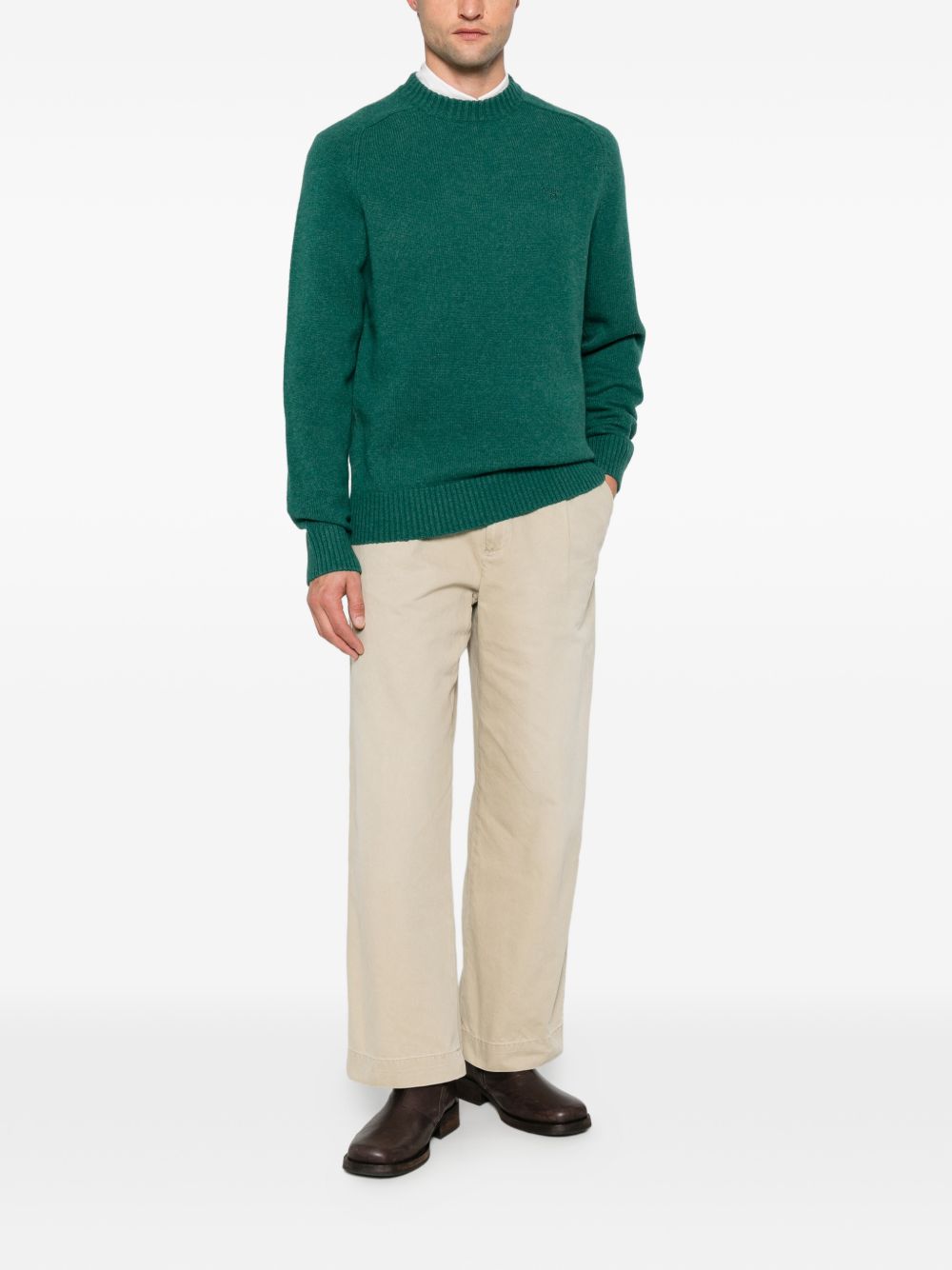 BARBOUR Maglia girocollo verde in lana 