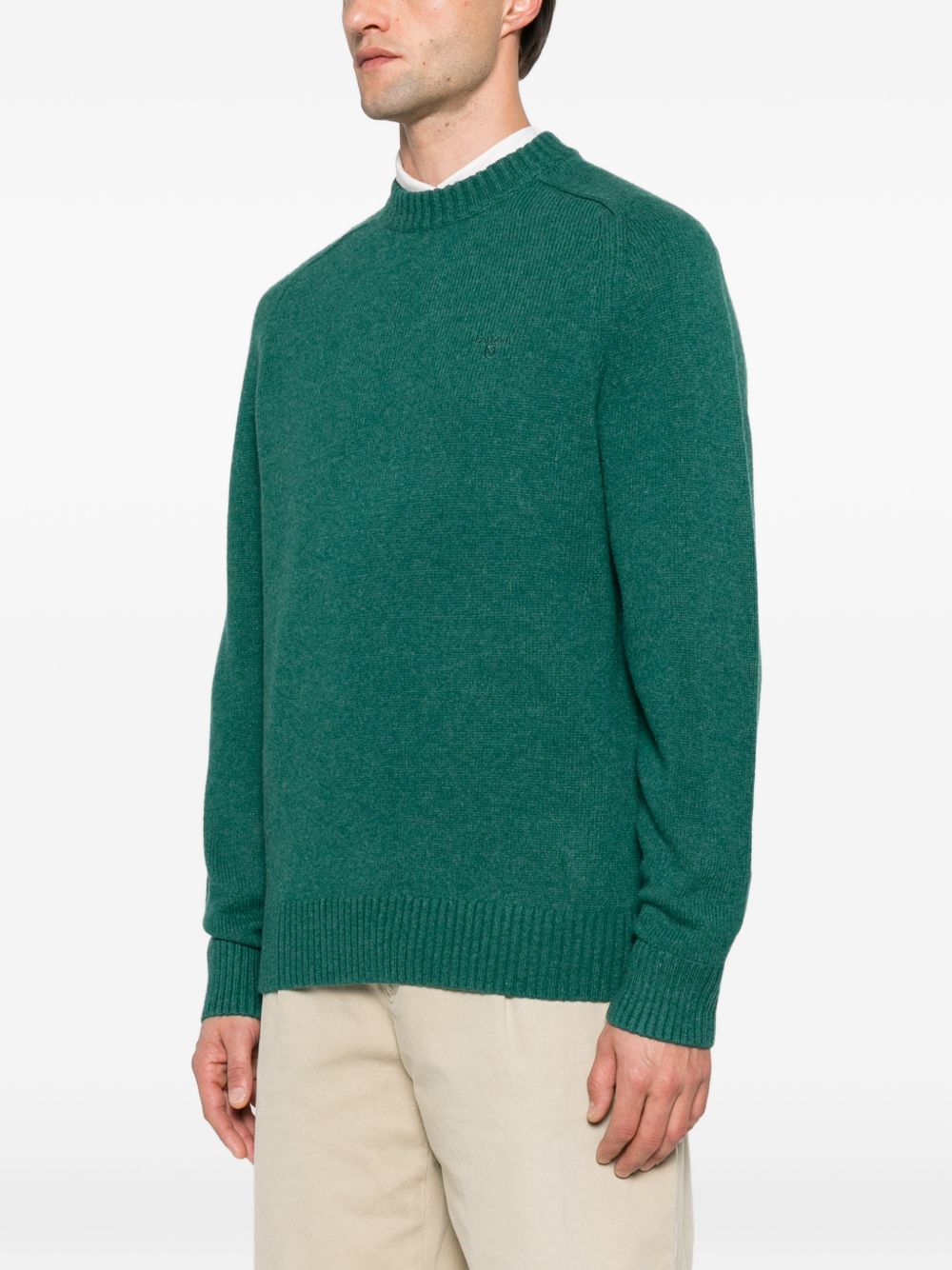 BARBOUR Maglia girocollo verde in lana 