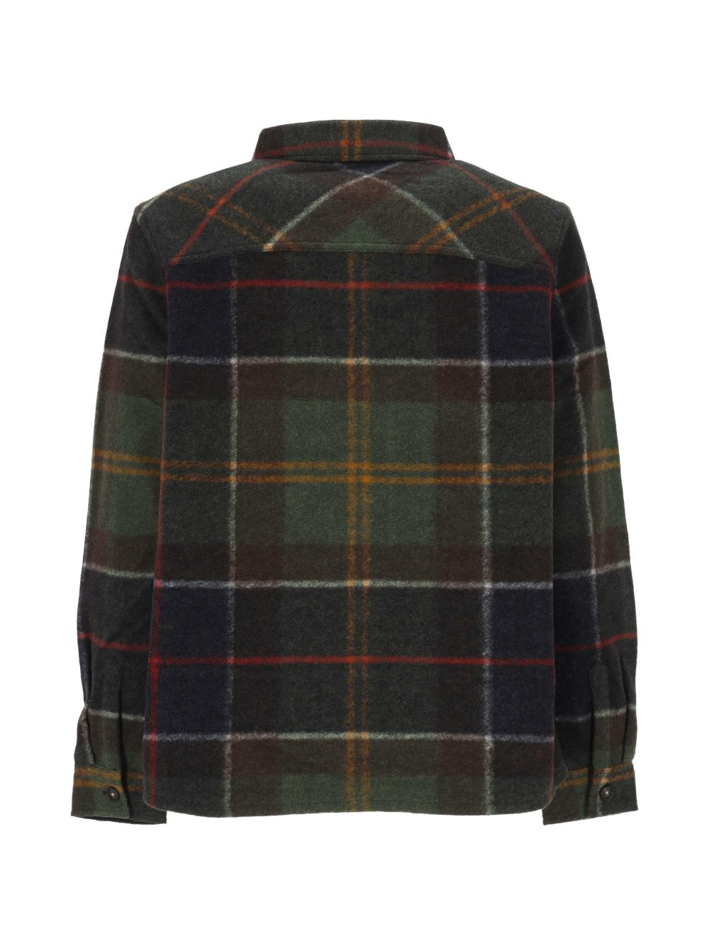 BARBOUR Overshirt Woodlane in misto lana a quadri verde e marrone 