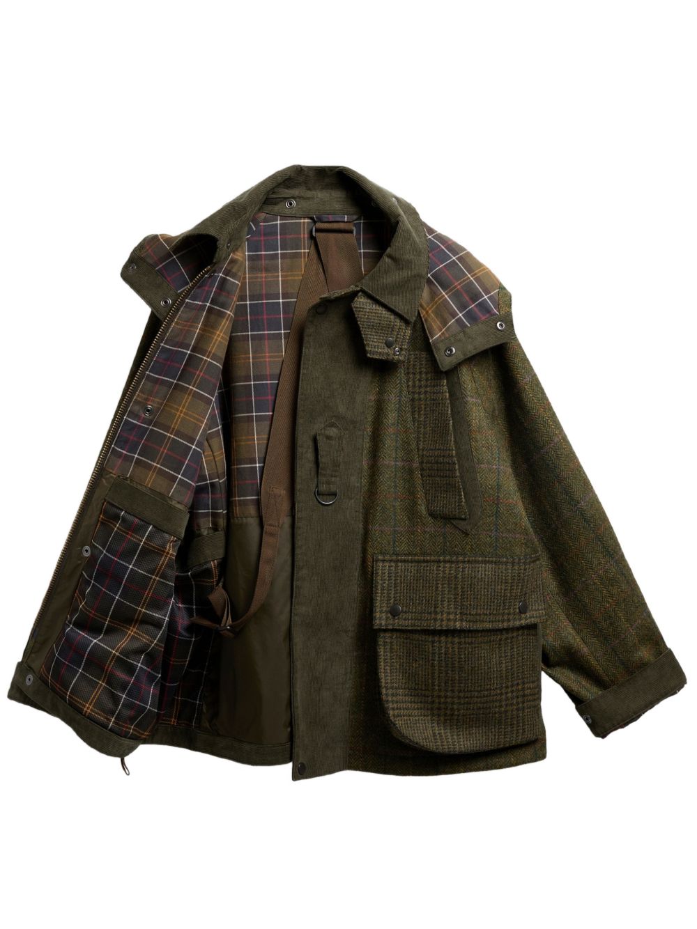BARBOUR Barbour x Norbit Giacca in Lana a Quadri Verde con Cappuccio 
