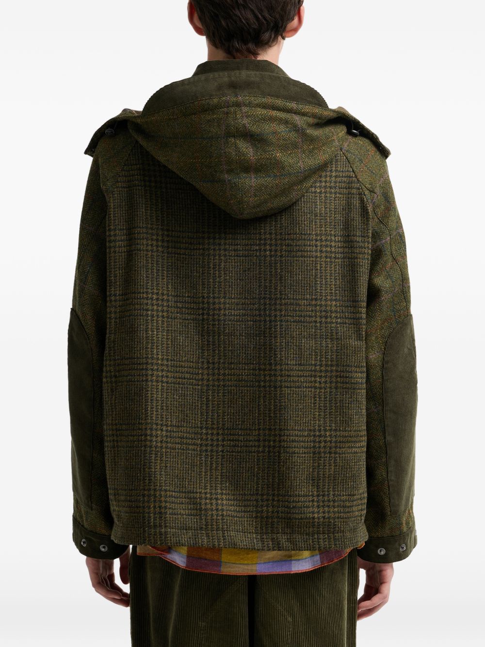 BARBOUR Barbour x Norbit Giacca in Lana a Quadri Verde con Cappuccio 