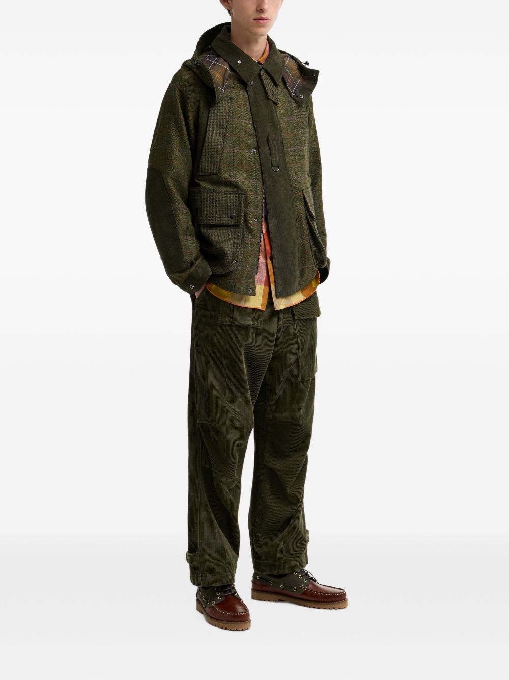 BARBOUR Barbour x Norbit Giacca in Lana a Quadri Verde con Cappuccio 