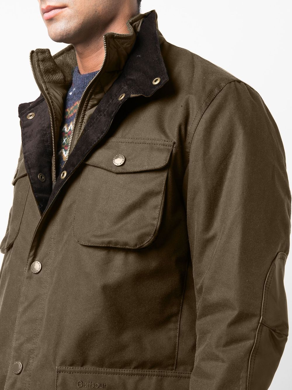 BARBOUR Giacca verde imbottita con tasche e gilet incorporato 