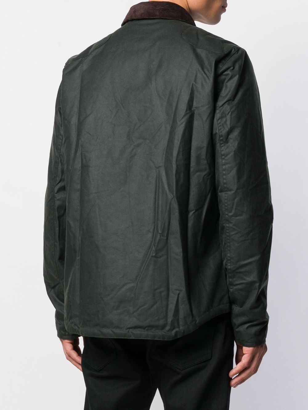 BARBOUR Giacca verde imbottita con colletto in velluto e tasche 