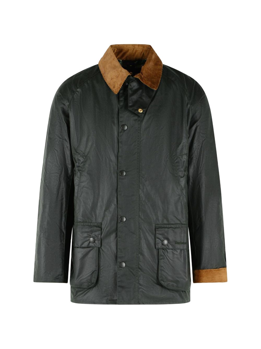 BARBOUR Giacca Festive Ashby Wax Jacket Verde Scuro con Dettagli Beige 