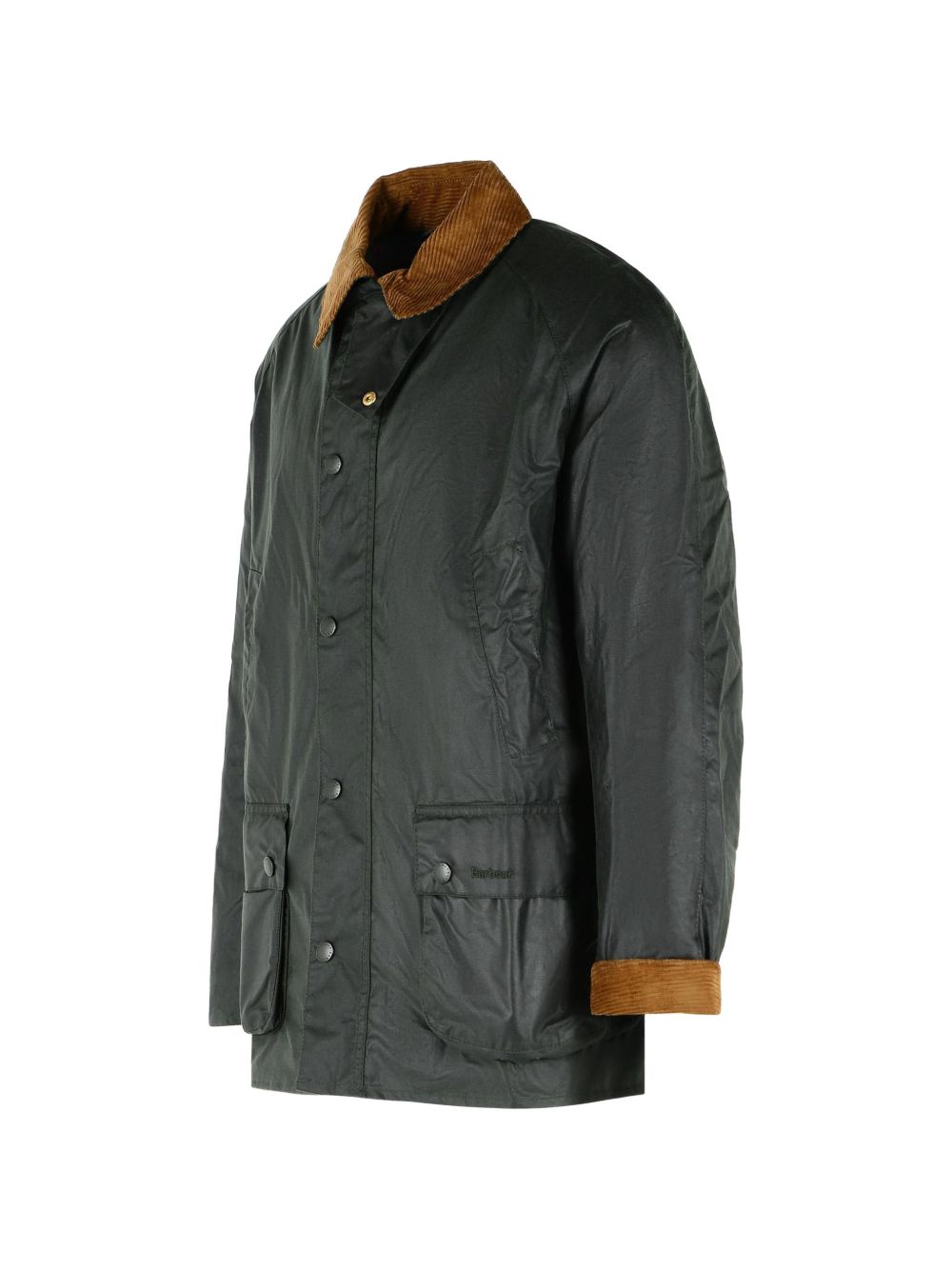 BARBOUR Giacca Festive Ashby Wax Jacket Verde Scuro con Dettagli Beige 