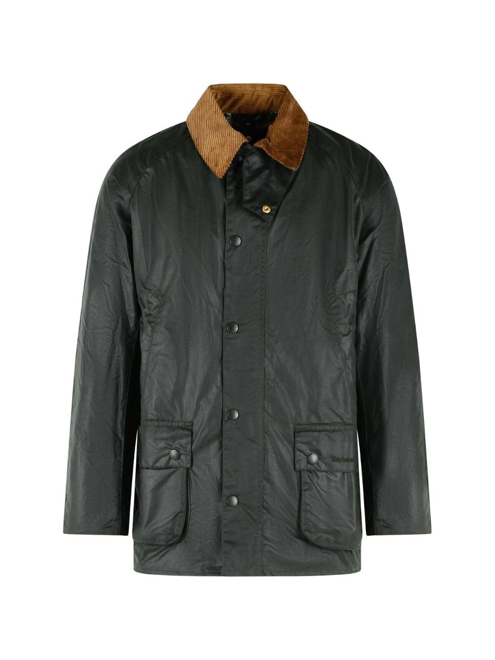 BARBOUR Giacca Festive Ashby Wax Jacket Verde Scuro con Dettagli Beige 