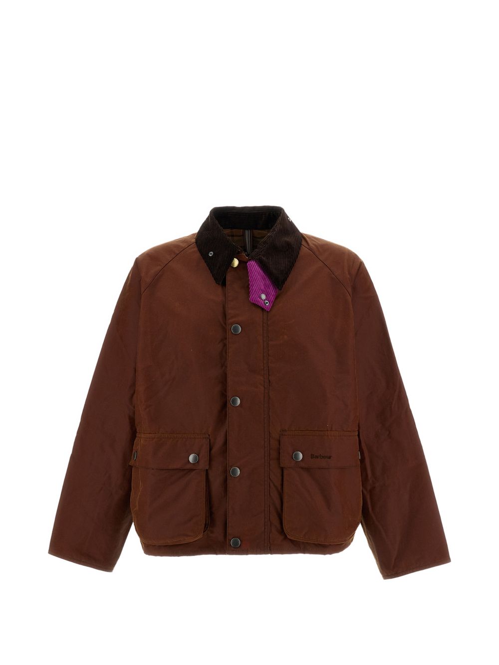 BARBOUR Giacca con tasche e colletto in velluto marrone 
