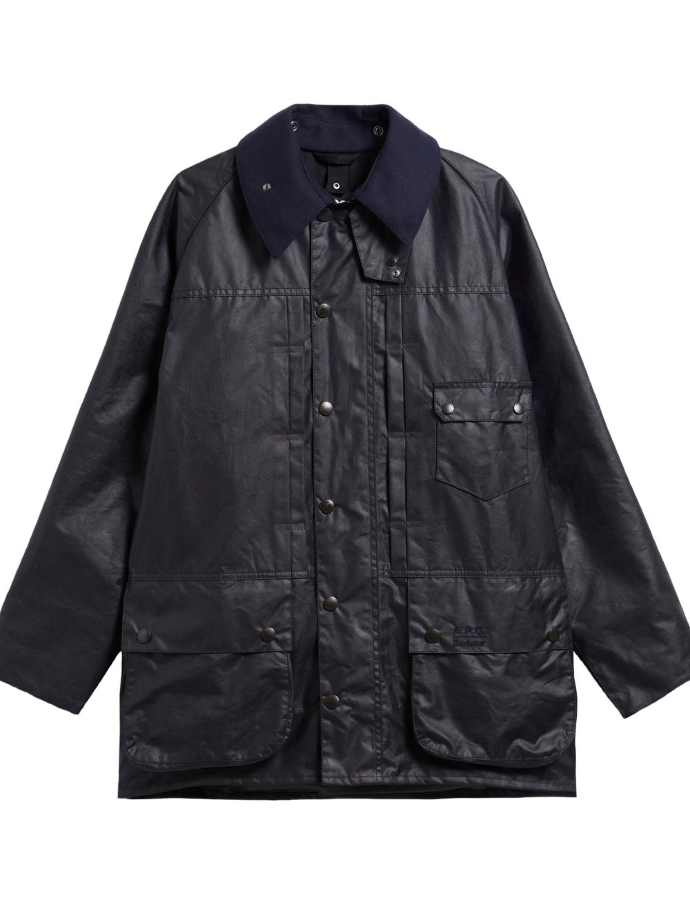 BARBOUR A.P.C. x Barbour Beaufort Giacca Cerata Blu Navy Unisex con Cappuccio 