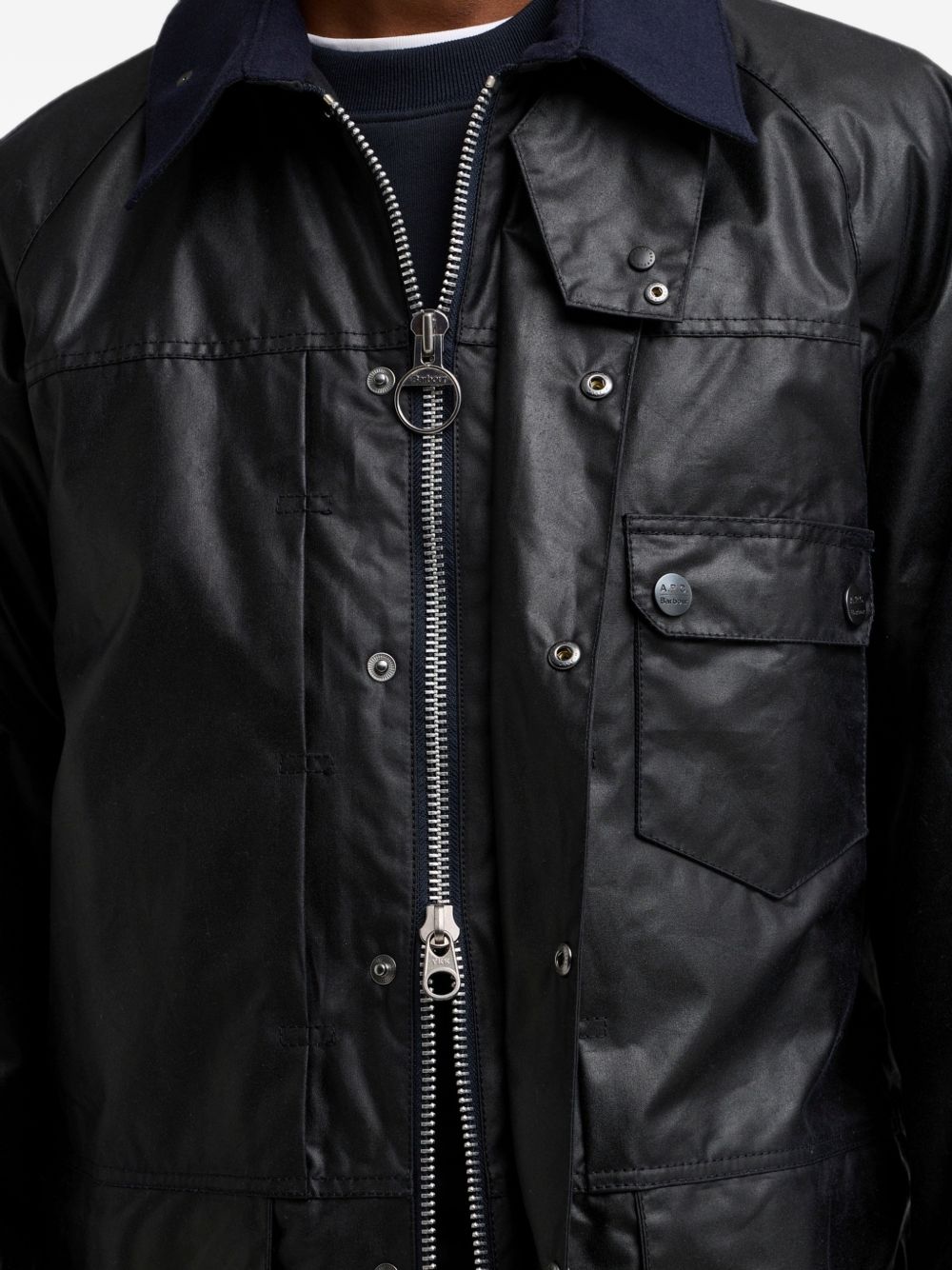 BARBOUR A.P.C. x Barbour Beaufort Giacca Cerata Blu Navy Unisex con Cappuccio 