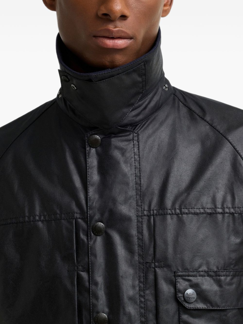BARBOUR A.P.C. x Barbour Beaufort Giacca Cerata Blu Navy Unisex con Cappuccio 