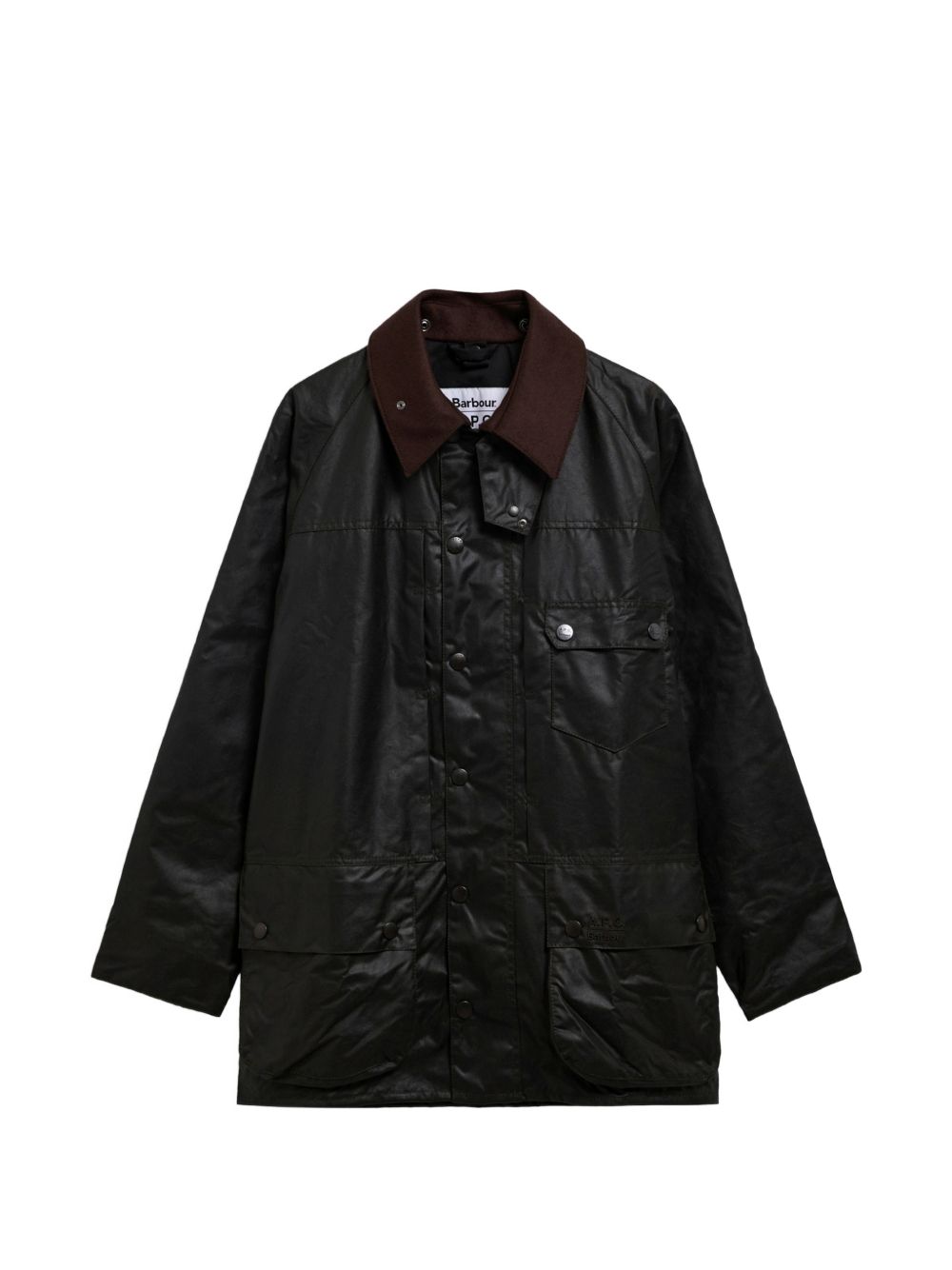 BARBOUR A.P.C. x Barbour Beaufort Giacca Cerata Verde Unisex con Cappuccio 