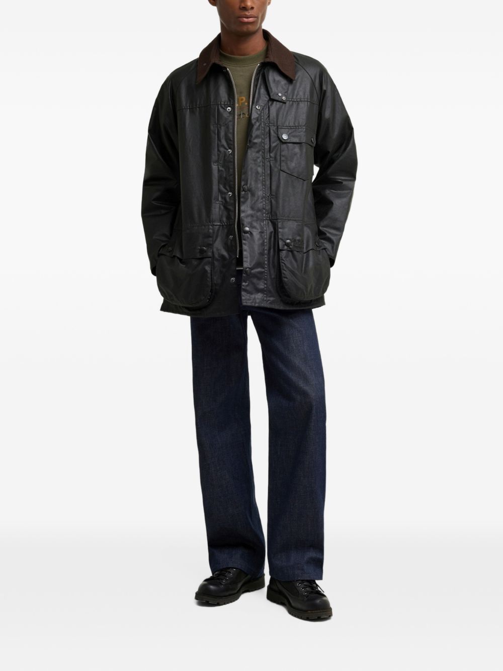 BARBOUR A.P.C. x Barbour Beaufort Giacca Cerata Verde Unisex con Cappuccio 