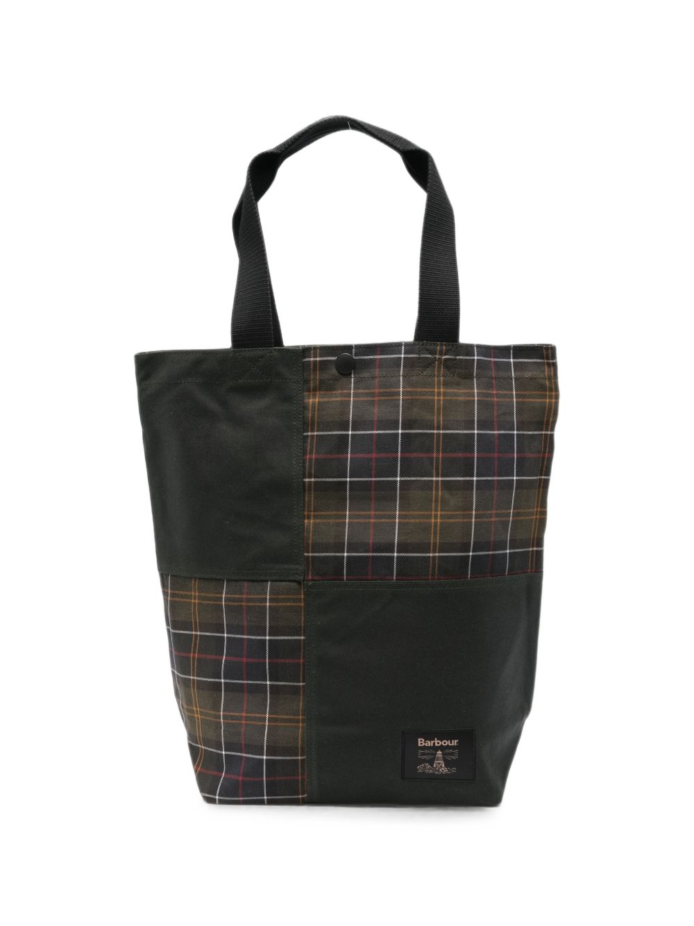 BARBOUR Borsa shopping da uomo in tartan verde 
